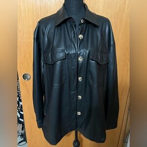 Women’s New Black Pleather Shacket